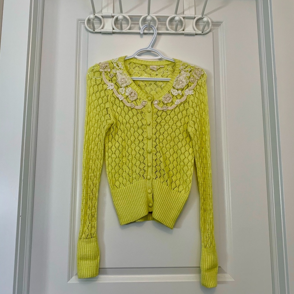 Anthropologie Yellow Bird Valance Cardigan